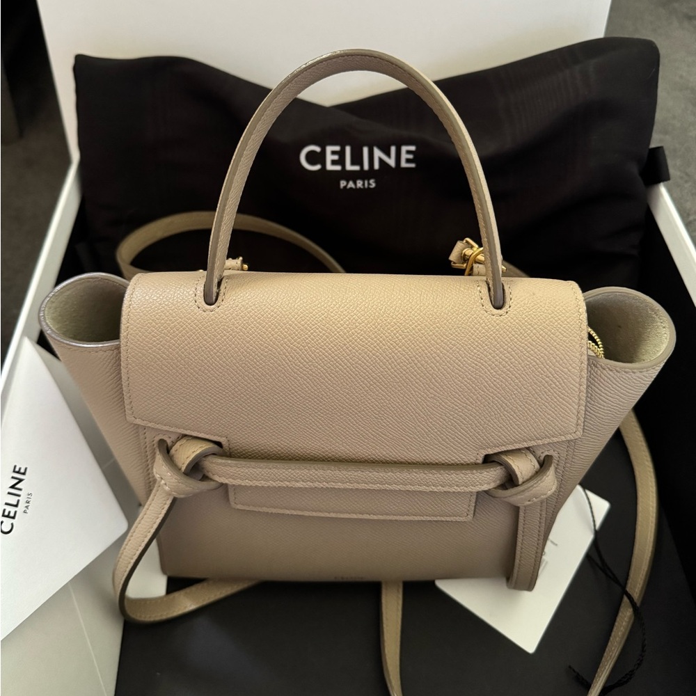 Celine Microbelt Beige Leather Women's Bag